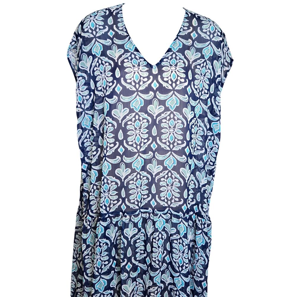 Venus Womens Cover Up Dress Small Floral Semi‎ Sheer Boho Lounge Resort Vacation